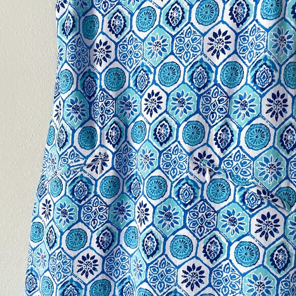Ibkul Terra Print Sleeveless Ruffle Dress Size XS Seafoam Blue Mandala UPF 50+ - Picture 5 of 12